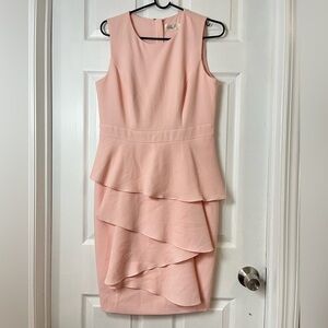 Eliza J Pink Ruffle Cascade Crepe Sheath Dress Size 10